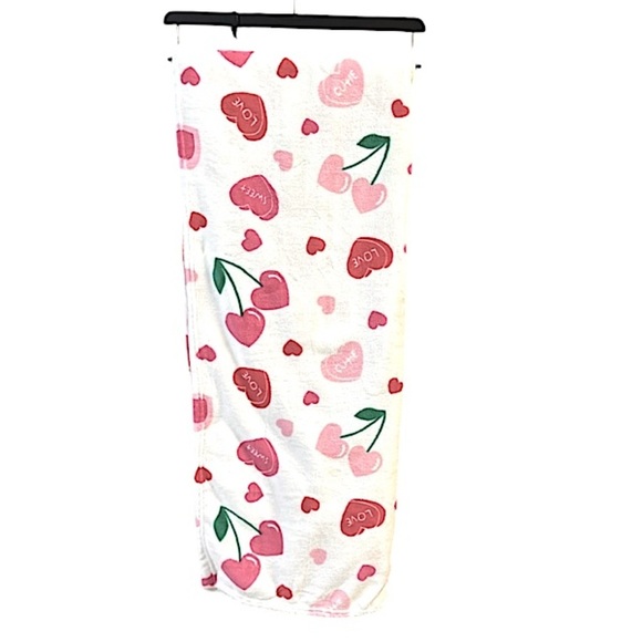 Betsey Johnson Love Heart Throw Blanket
With Cherry Hearts Plush Soft 50”x70” - Picture 7 of 7